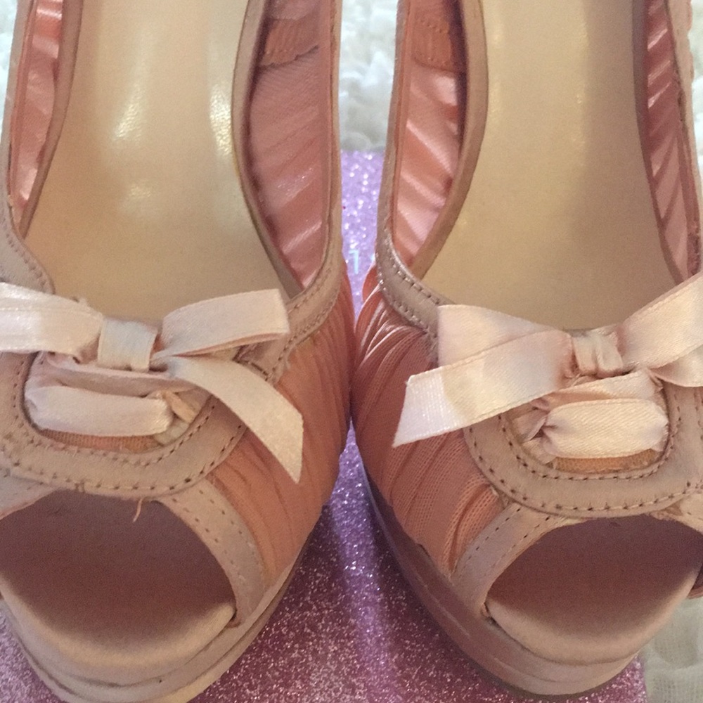 Pink Satin & Chiffon High Heels - Picture 11 of 12